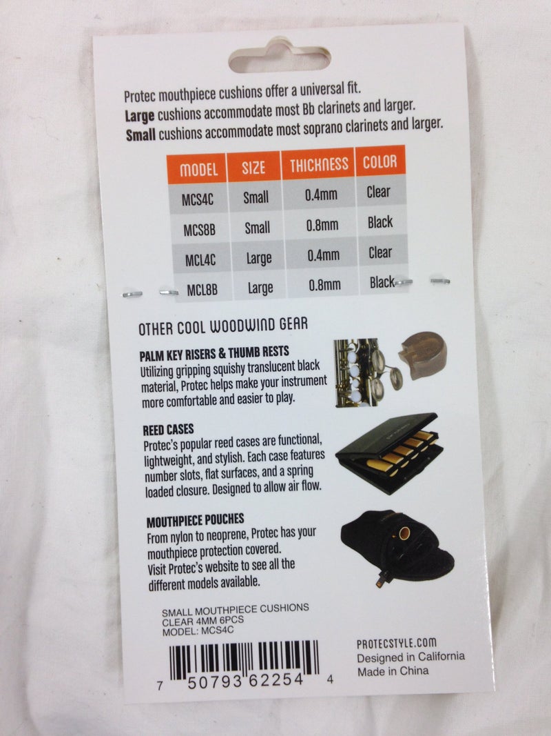 Protec Woodwind Mouthpiece Cushions, 6-Pack, Size Large, Thin (.4mm), Clear, Model MCL4C - Image 2